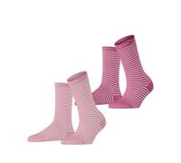 ESPRIT Damen Socken Fine Line Multipack W So Baumwolle gemustert 2 Paar, Rosa Rose Pink Mix 0150, 35-38