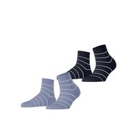 ESPRIT Damen Socken Fine Line 2-Pack W SSO Baumwolle gemustert 2 Paar, Mehrfarbig (Blau 0020), 39-42