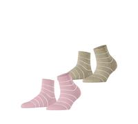 ESPRIT Damen Socken Fine Line Multipack W Sso Baumwolle gemustert 2 Paar, Mehrfarbig Grey Red 0060, 39-42