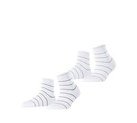 Esprit Damen Kurzsocken Fine Line 2er-Pack Baumwolle gemustert Mehrfarbig Weiß 35-38