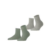 ESPRIT Damen Socken Fine Mesh Multipack W Sso Baumwolle einfarbig 2 Paar, Mehrfarbig Green Grey 0030, 35-38