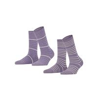 ESPRIT Damen Socken Fine Stripe 2-Pack, Biologische Baumwolle, 2 Paar, Blau (Mauve 6904), 39-42