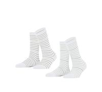 ESPRIT Damen Socken Fine Stripe 2-Pack, Biologische Baumwolle, 2 Paar, Weiß (Raw White 2100), 39-42