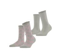 ESPRIT Damen Socken Flower Meadow 2-Pack W So Baumwolle gemustert 2 Paar, Grau Storm Grey 3820, 39-42