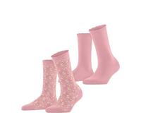 ESPRIT Damen Socken Flower Meadow 2-Pack W So Baumwolle gemustert 2 Paar, Rosa Flamingo 8402, 39-42