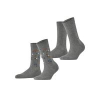 ESPRIT Damen Socken Flower Rib Multipack W So Baumwolle gemustert 2 Paar, Grau Light Grey 3400, 35-38