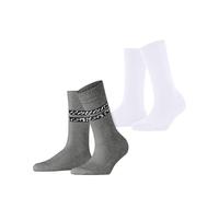 ESPRIT Damen Socken Memphis Rib Multipack W So Baumwolle gemustert 2 Paar, Mehrfarbig Light Grey White 0010, 35-38