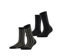ESPRIT Damen Socken Pepita Pattern Multipack W So Baumwolle gemustert 2 Paar, Schwarz Black 3000, 39-42