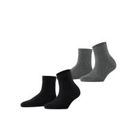 ESPRIT Damen Socken Plush W Sso Baumwolle einfarbig 2 Paar, Mehrfarbig Black Light Grey Melange 0050, 35-38