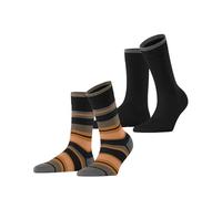 ESPRIT Damen Retro Stripe 2-Pack W SO Baumwolle Gemustert 2 Paar Socken, Schwarz (Black 3000), 39-42 (2er Pack)