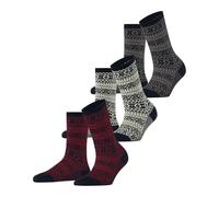 ESPRIT Damen Socken Sami Pattern Multipack W So Baumwolle gemustert 3 Paar, Blau Marine 6120, 36-41