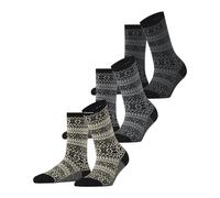 ESPRIT Damen Socken Sami Pattern Multipack W So Baumwolle gemustert 3 Paar, Schwarz Black 3000, 36-41