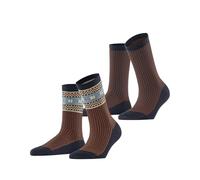 ESPRIT Damen Socken Scandi Multipack W So Baumwolle Wolle gemustert 2 Paar, Blau Marine 6120, 35-38