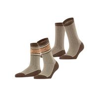 ESPRIT Damen Socken Scandi Multipack W So Baumwolle Wolle gemustert 2 Paar, Braun Rosewood 5225, 35-38