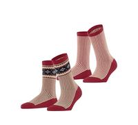 ESPRIT Damen Socken Scandi Multipack W So Baumwolle Wolle gemustert 2 Paar, Rot Red Flash 8154, 39-42
