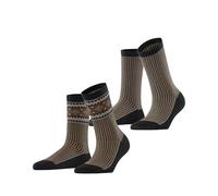 ESPRIT Damen Socken Scandi Multipack W So Baumwolle Wolle gemustert 2 Paar, Schwarz Black 3000, 35-38
