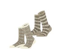 ESPRIT Damen Socken Scandinavian Multipack W So Baumwolle gemustert 2 Paar, Beige Wool White 0010, 39-42