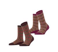 ESPRIT Damen Socken Scandinavian Multipack W So Baumwolle gemustert 2 Paar, Rot Purple Wood 0030, 35-38