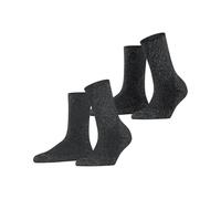 ESPRIT Damen Socken Shimmer Multipack W So Baumwolle gemustert 2 Paar, Grau Dark Grey 0050, 35-38