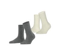 ESPRIT Damen Socken Shimmer Multipack W So Baumwolle gemustert 2 Paar, Mehrfarbig Grey Off-White 0030, 35-38