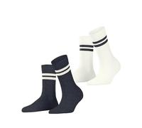 ESPRIT Damen Socken Tennis Stripe 2-Pack W SO Baumwolle gemustert 2 Paar, Mehrfarbig (Weiß Blau 0020) neu - umweltfreundlich, 35-38
