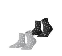 ESPRIT Damen Twig W SSO Baumwolle Gemustert 2 Paar Kurzsocken, Mehrfarbig (Schwarz Grau 0050), 35-38 (2er Pack)