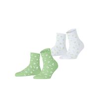 ESPRIT Damen Twig W SSO Baumwolle Gemustert 2 Paar Kurzsocken, Mehrfarbig (Weiß Grün 0010), 35-38 (2er Pack)