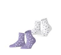 ESPRIT Damen Socken Twig W Sso Baumwolle gemustert 2 Paar, Mehrfarbig Weiß Lila 0020, 35-38