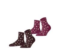 ESPRIT Damen Socken Twig W Sso Baumwolle gemustert 2 Paar, Rot Tibetan Red Cerise 0110, 39-42