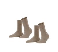 Esprit Damen Socken 5410 Uni Multipack Baumwolle 2 Paar Braun Nutmeg Melange 39-42