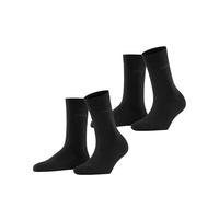 Esprit Tagessocken Crew Basic Uni (weiche Baumwolle) schwarz Damen - 2 Paar, Größe 39-42