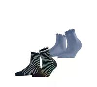 Esprit Socken Wavy Line 2er-Pack Damen Baumwolle gemustert Blau Größe 40,5