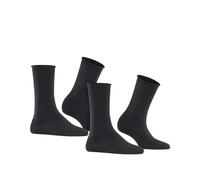 Esprit Damen Socken Basic Pure 2er-Pack Baumwolle Schwarz Größe 35-38