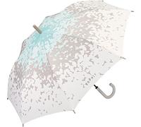 ESPRIT Damen Stockschirm Long Automatik bedruckt - Butterfly kiss grau-aqua