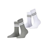 ESPRIT Damen Tennis Stripe 2-Pack W SO Baumwolle Gemustert 2 Paar Socken, Mehrfarbig (Weiß Grau 0010) neu-umweltfreundlich, 35-38 (2er Pack)