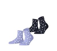 Kurzsocken ESPRIT "Twig", Damen, Gr. 35-38, jeans melange, Baumwollmischung, mehrfarbig, normal, Socken, mit kleinem Rollrand, florales Muster (89109664-35) jeans melange