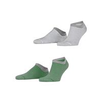ESPRIT Herren Fine Stripe 2-Pack M SN Baumwolle kurz Gemustert 2 Paar Sneakersocken, Mehrfarbig (Grau Grün 0150), 43-46 (2er Pack)