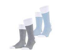 ESPRIT Herren Socken Fine Line 2-Pack M So Baumwolle gemustert 2 Paar, Blau Blue Mix 0010, 43-46