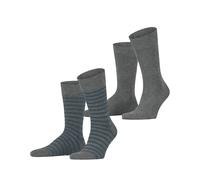 ESPRIT Herren Fine Stripe 2-Pack M SO Baumwolle Gemustert 2 Paar Socken, Grau (Marengo 3391), 43-46 (2er Pack)