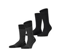 ESPRIT Herren Socken Fine Stripe 2-Pack M SO Baumwolle gemustert 2 Paar, Schwarz (Black 3000), 39-42