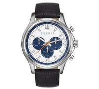 Esprit Chronograph »Mathias Black«, aus Edelstahl, Silber, Lederband, Schwarz, Chronograph, 24-Std. Anzeige