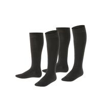 ESPRIT Unisex Kinder Kniestrümpfe Foot Logo 2-Pack K KH Baumwolle lang einfarbig 2 Paar, Schwarz (Black 3000) neu - umweltfreundlich, 23-26
