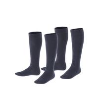 ESPRIT Unisex Kinder Kniestrümpfe Foot Logo 2-Pack K KH Baumwolle lang einfarbig 2 Paar, Blau (Marine 6120) neu - umweltfreundlich, 27-30