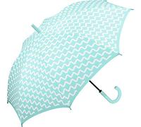 Esprit Regenschirm lang AC Stripes Billow Aqua Sky 105 cm, Hellblau, Grau, 105 cm