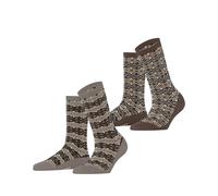 ESPRIT Damen Socken Scandinavian Multipack W So Baumwolle gemustert 2 Paar, Braun Taupe Melange 0020, 39-42