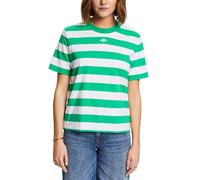 ESPRIT Streifen-T-Shirt aus Pima-Baumwolle mit Stickerei GREEN M