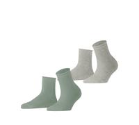 ESPRIT Damen Socken Fine Mesh Multipack W Sso Baumwolle einfarbig 2 Paar, Mehrfarbig Green Grey 0030, 39-42