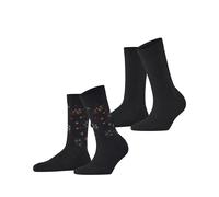 ESPRIT socks & tights - Esprit Flower Rib 2-Pack Damen black - Gr. - 40.5