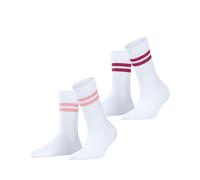 Esprit Damen Socken Tennis Stripe 2er-Pack Baumwolle Weiß/Pink Gr. 40,5