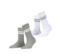 ESPRIT Damen Socken Tennis Stripe 2-Pack W SO Baumwolle gemustert 2 Paar, Mehrfarbig (Weiß Grau 0010) neu - umweltfreundlich, 39-42